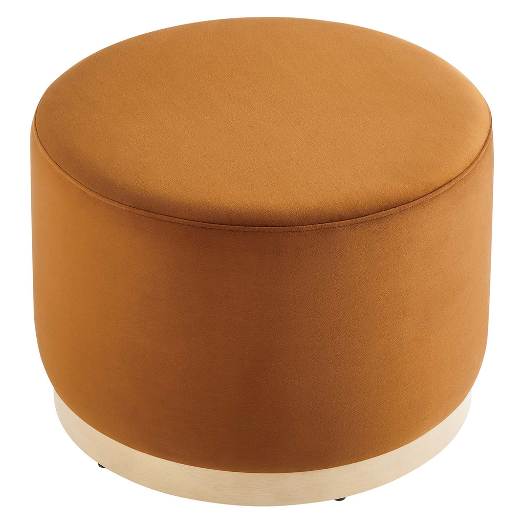 Tilden Performance Velvet Ottoman 23 Inch Round Stain Resistant