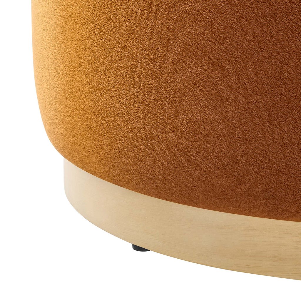 Tilden Performance Velvet Ottoman 23 Inch Round Stain Resistant