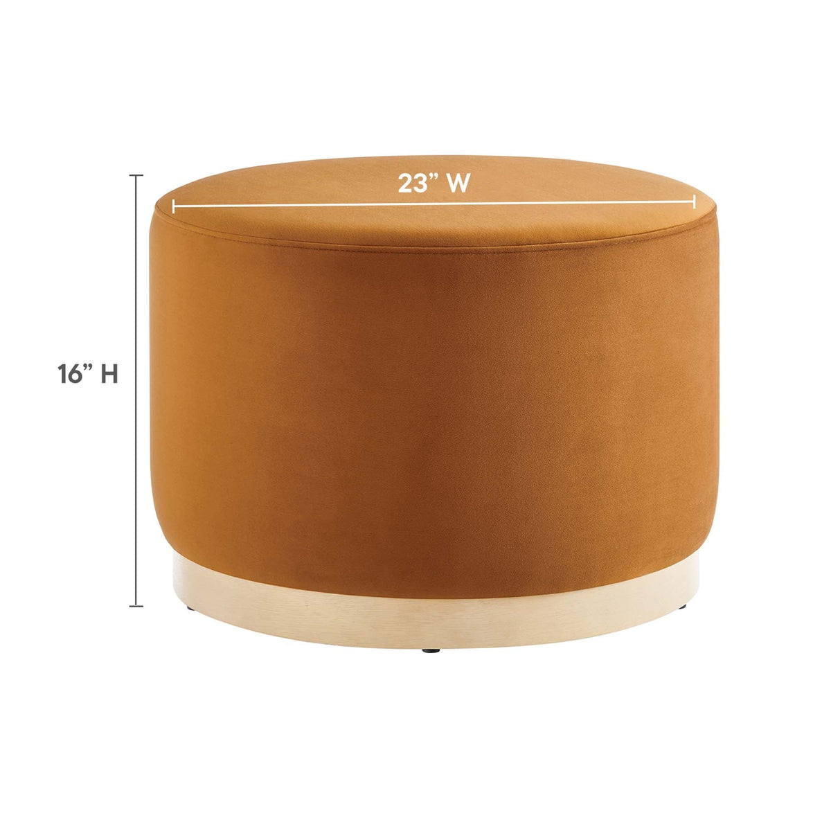 Tilden Performance Velvet Ottoman 23 Inch Round Stain Resistant
