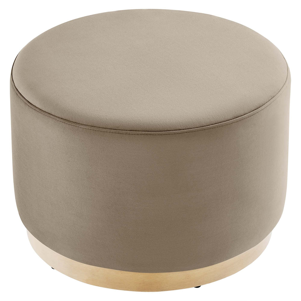 Tilden Performance Velvet Ottoman 23 Inch Round Stain Resistant