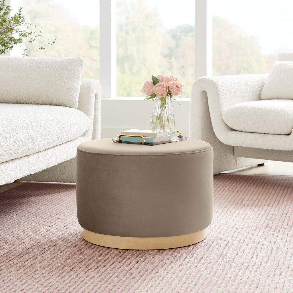 Tilden Performance Velvet Ottoman 23 Inch Round Stain Resistant