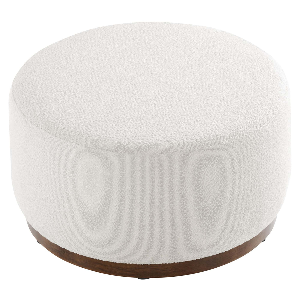 Tilden 29 Inch Round Boucle Upholstered Accent Ottoman