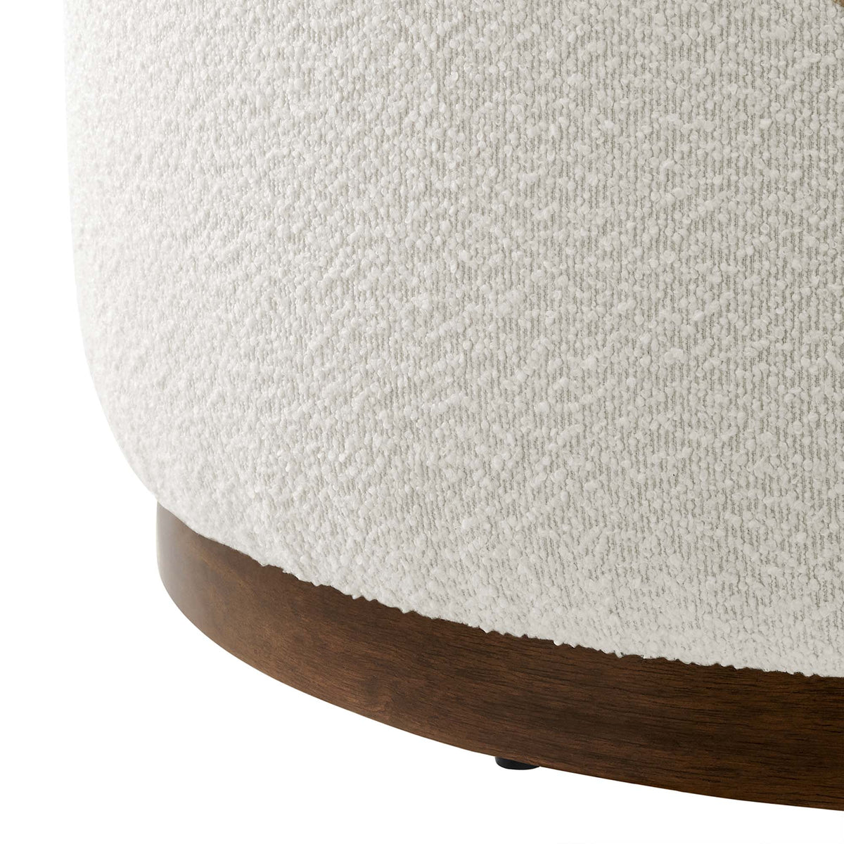 Tilden 29 Inch Round Boucle Upholstered Accent Ottoman