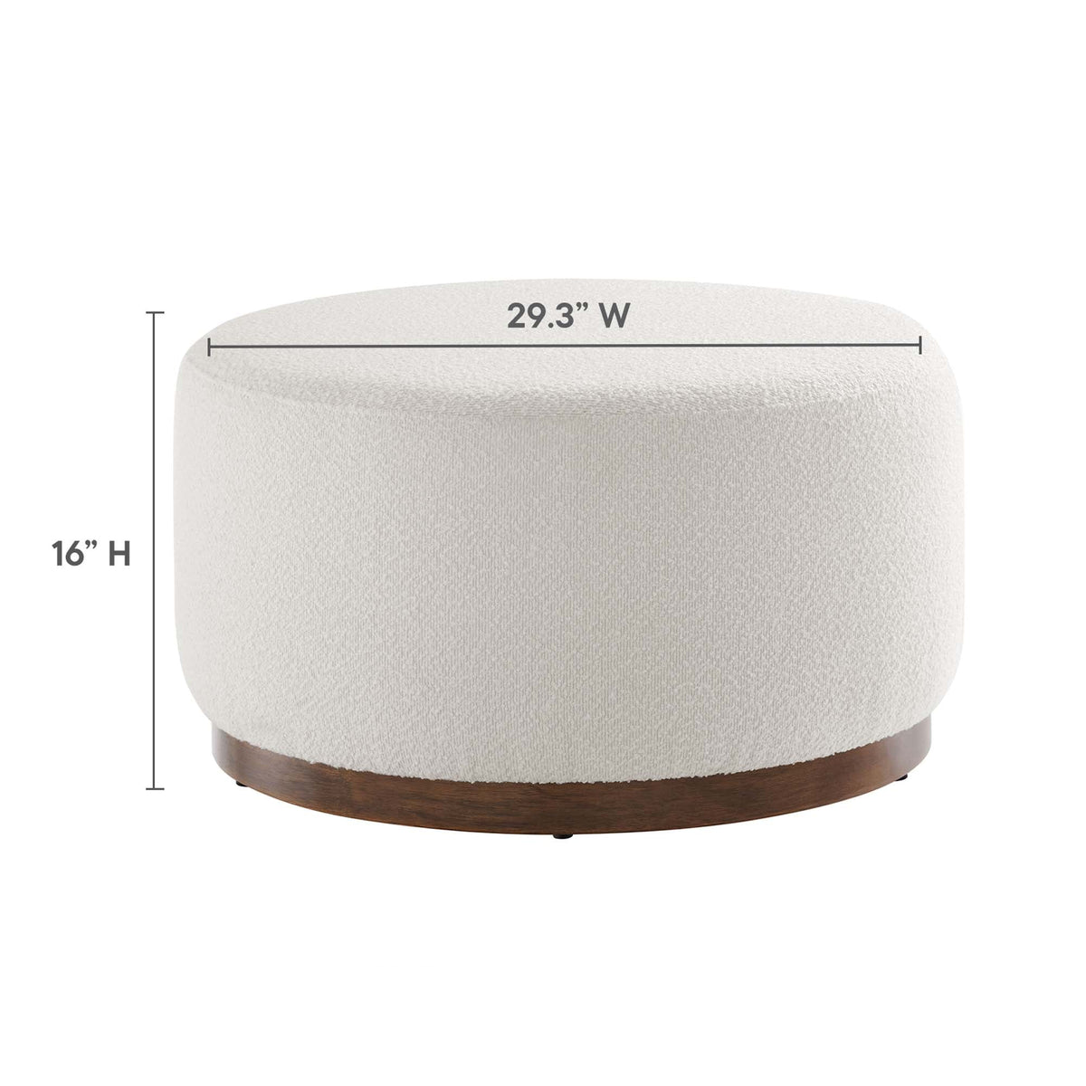 Tilden 29 Inch Round Boucle Upholstered Accent Ottoman