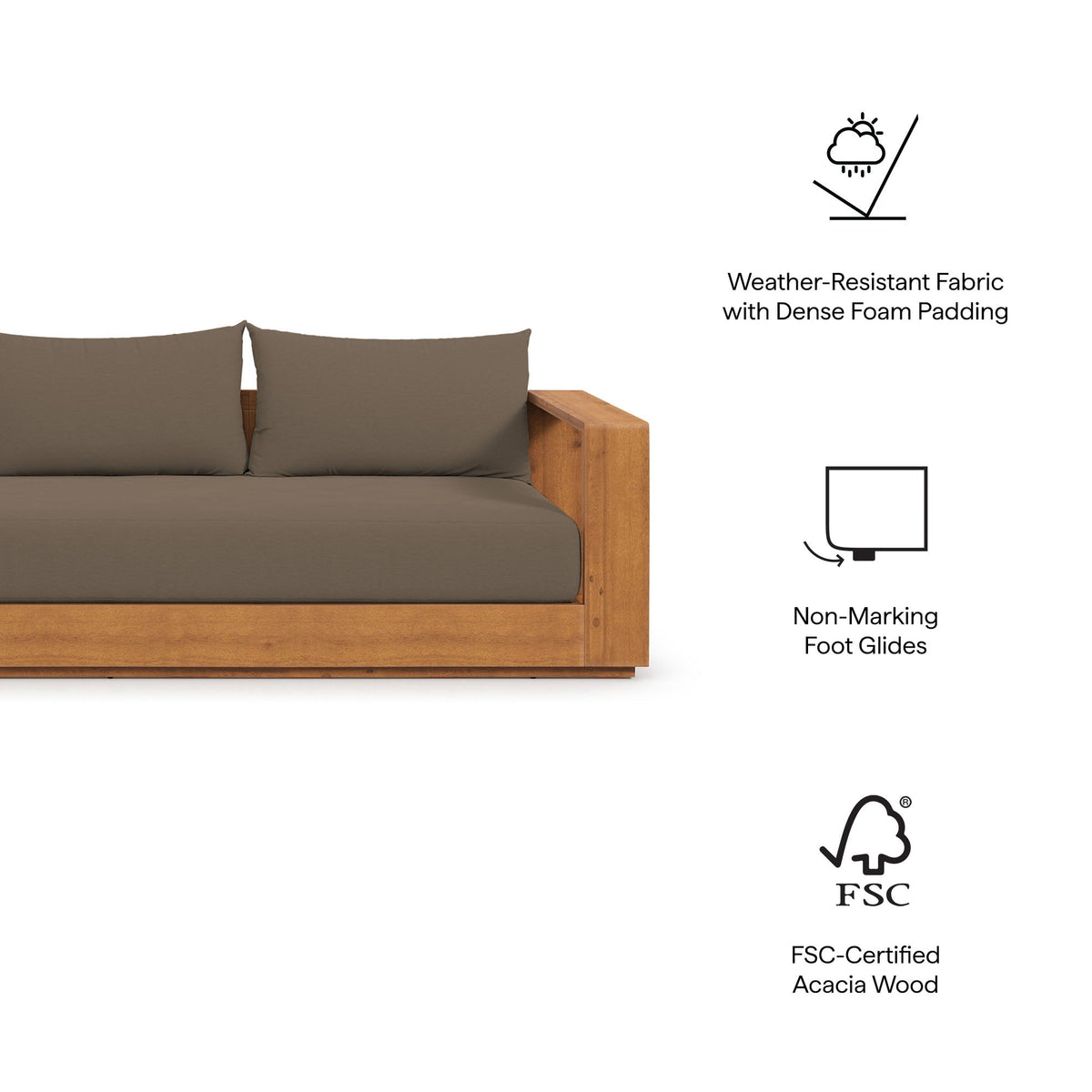Modway Tahoe FSC Certified Acacia Wood Patio Ottoman