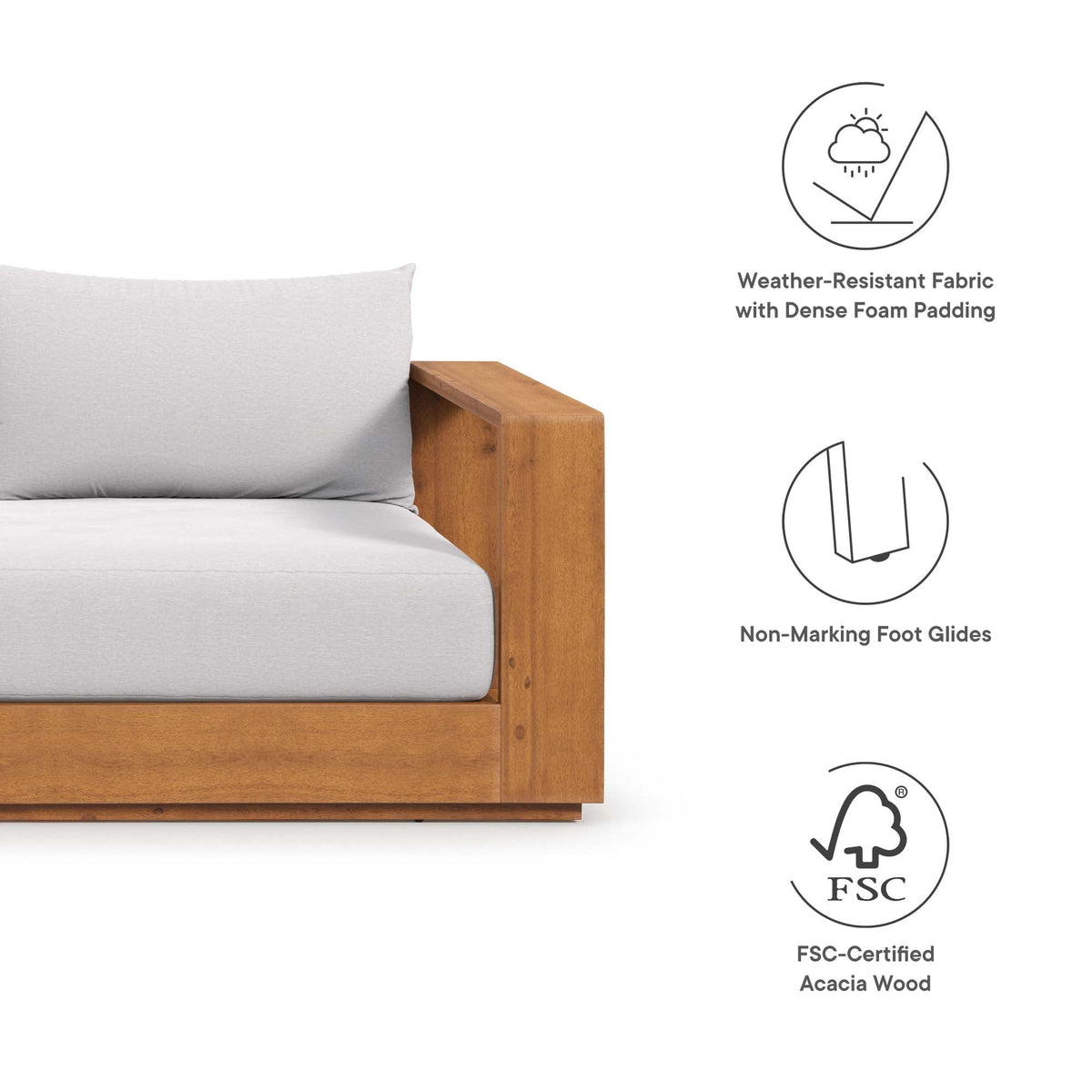 Modway Tahoe FSC Certified Acacia Wood Patio Ottoman