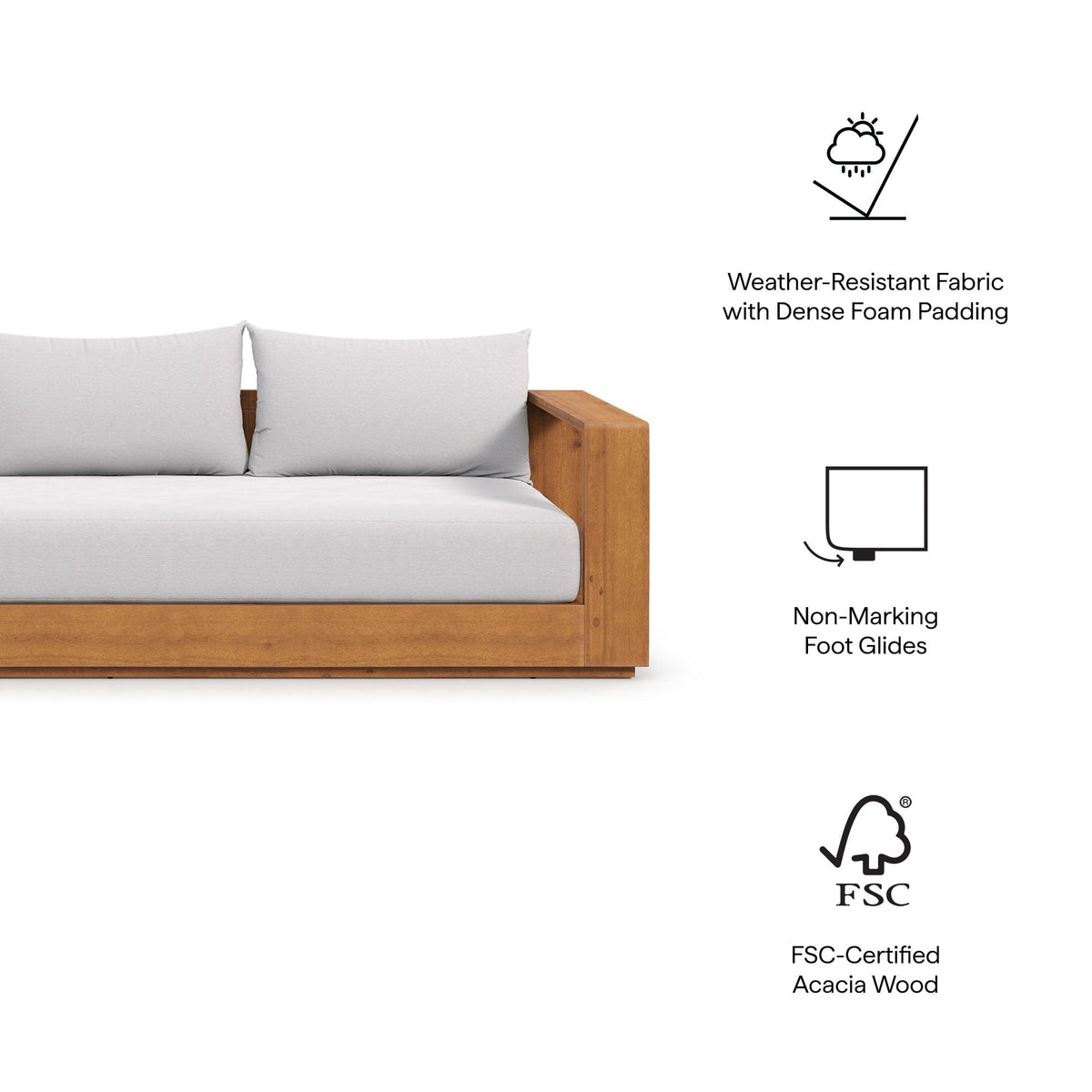 Modway Tahoe FSC Certified Acacia Wood Patio Ottoman