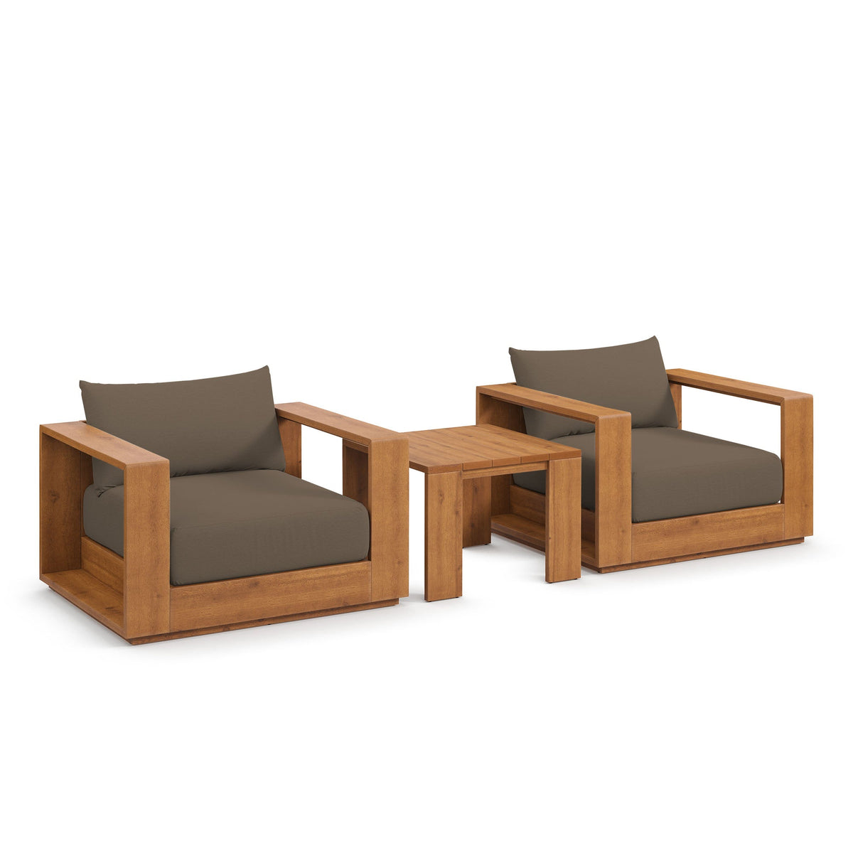 Modway Tahoe 3 Piece Acacia Wood Outdoor Lounge Set