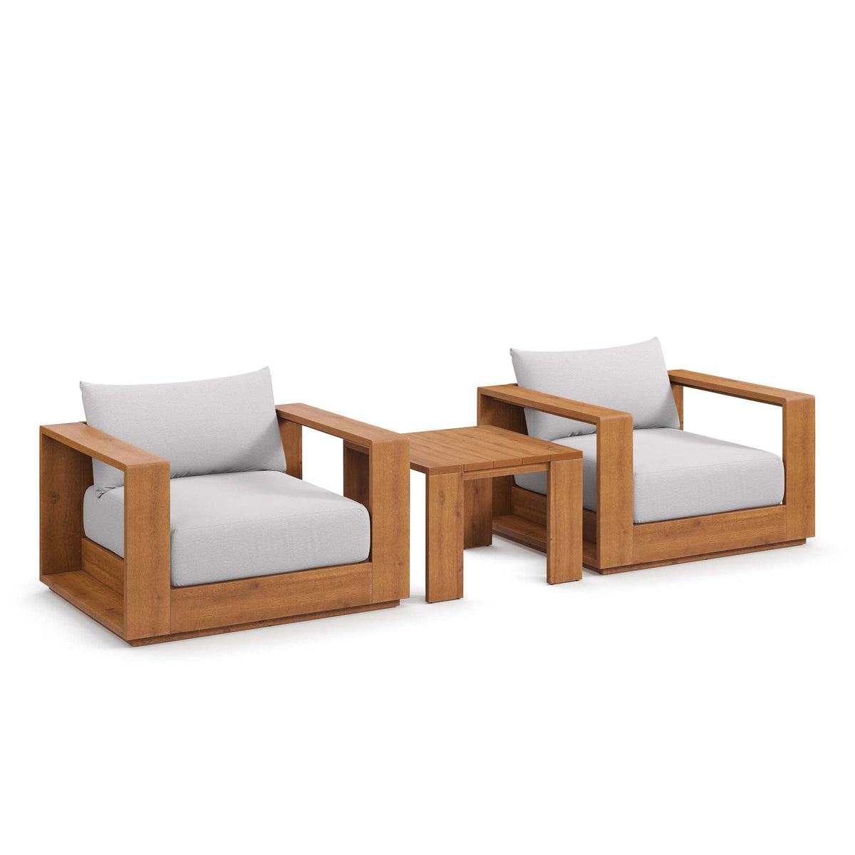 Modway Tahoe 3 Piece Acacia Wood Outdoor Lounge Set