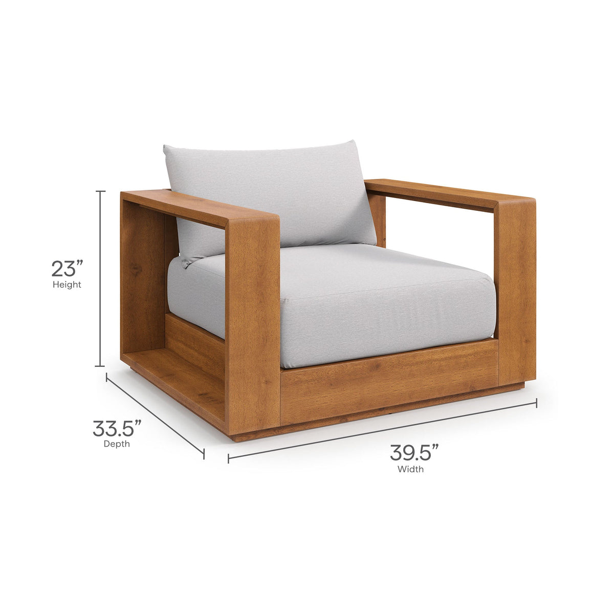 Modway Tahoe 3 Piece Acacia Wood Outdoor Lounge Set