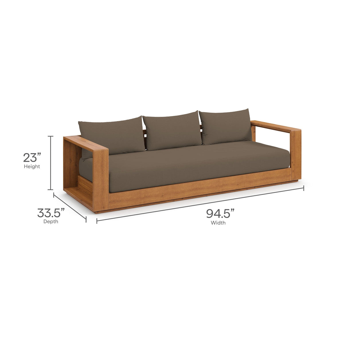 Modway Tahoe 2 Piece Acacia Wood Outdoor Sofa And Coffee Table