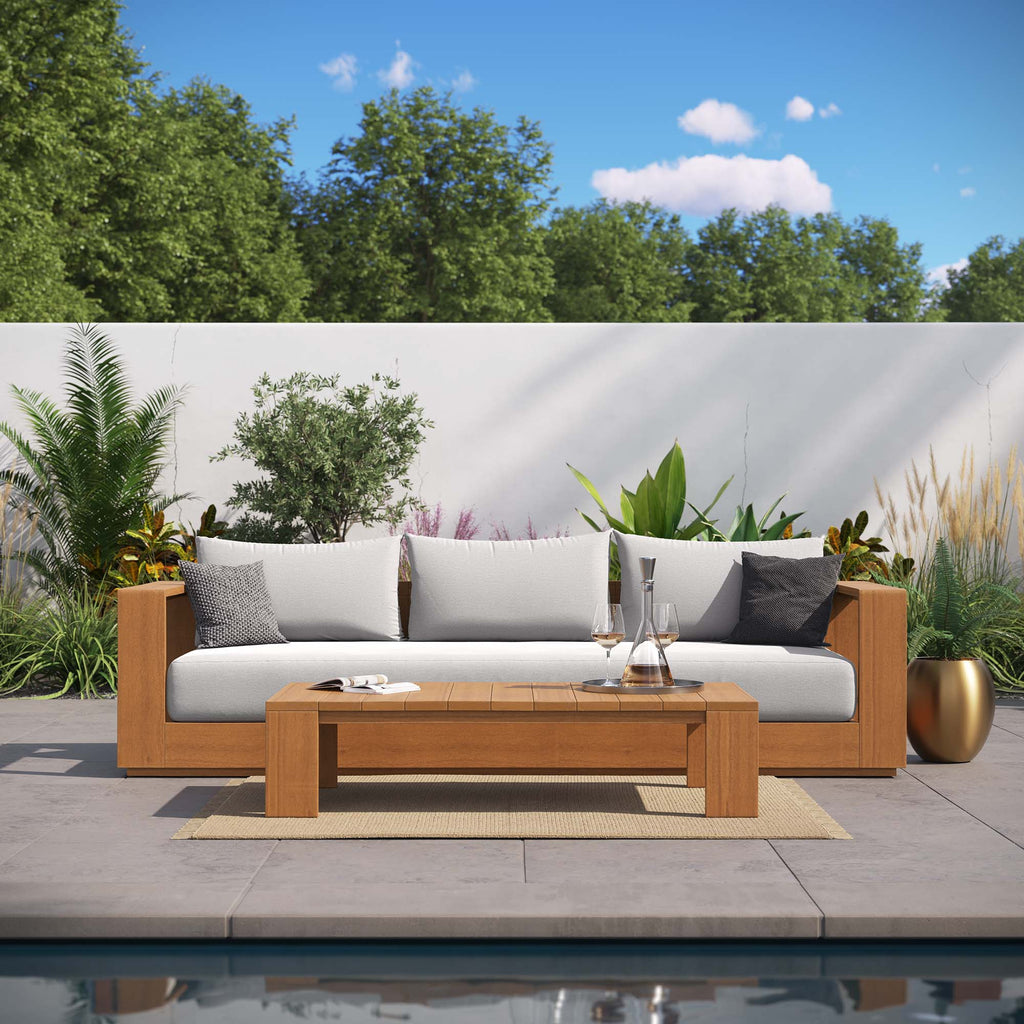 Modway Tahoe 2 Piece Acacia Wood Outdoor Sofa And Coffee Table