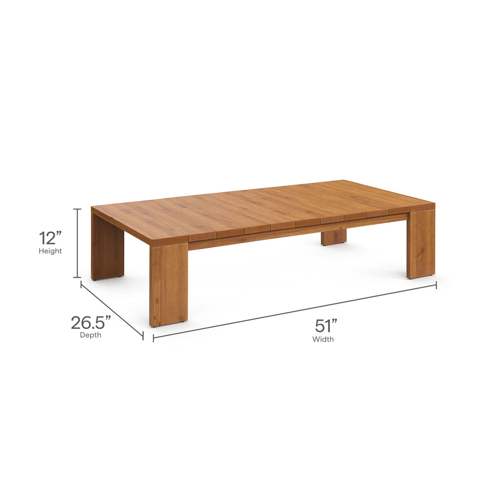 Modway Tahoe 2 Piece Acacia Wood Outdoor Sofa And Coffee Table
