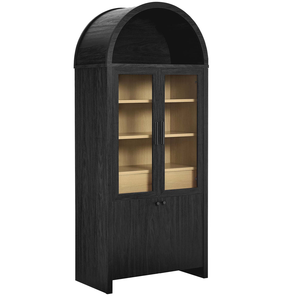 Modway Evie Arched Glass Display Cabinet With Black Oak