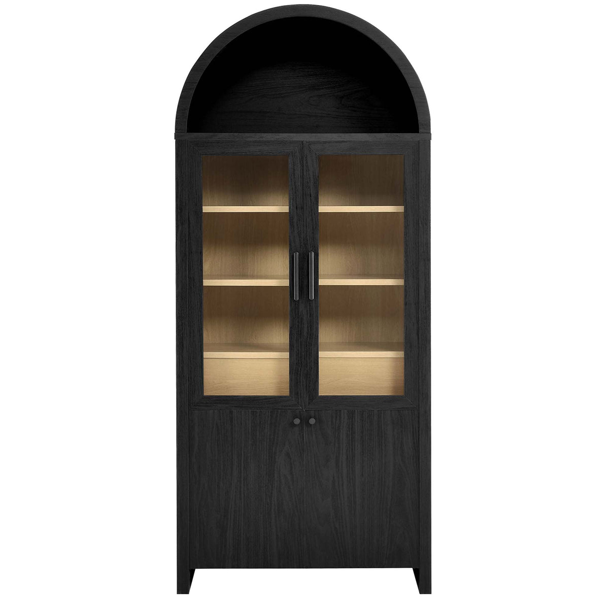 Modway Evie Arched Glass Display Cabinet With Black Oak