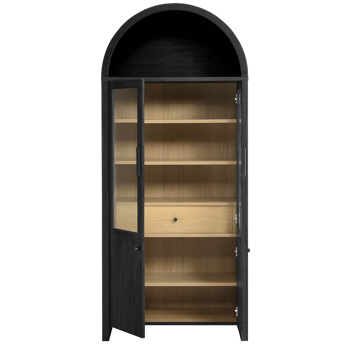 Modway Evie Arched Glass Display Cabinet With Black Oak