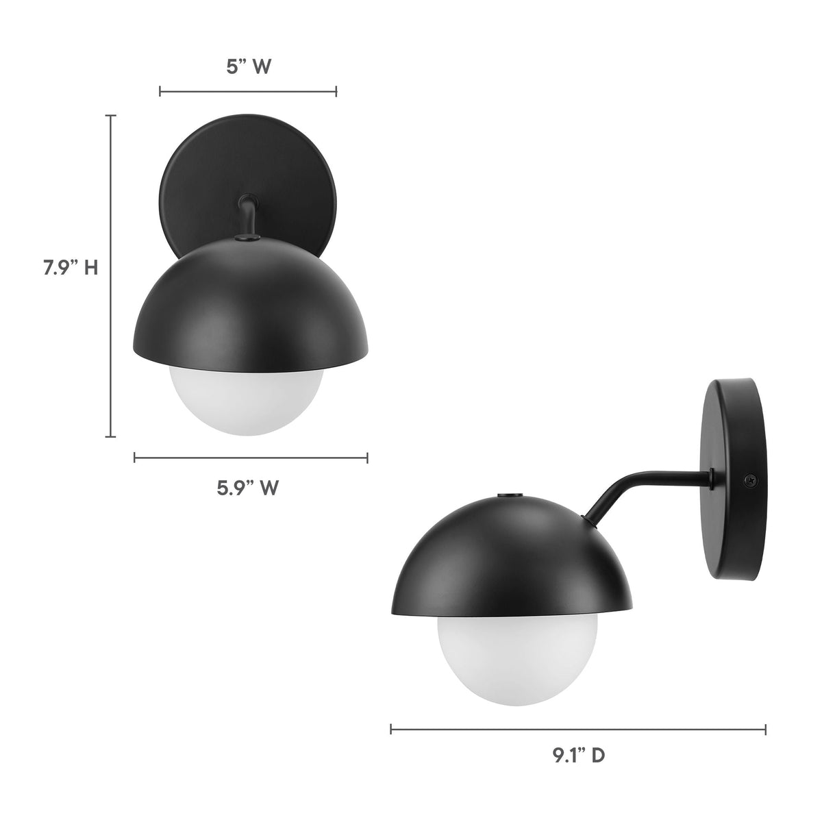 Modway Eclipse Globe Wall Sconce With Opal Glass And Dome Shade