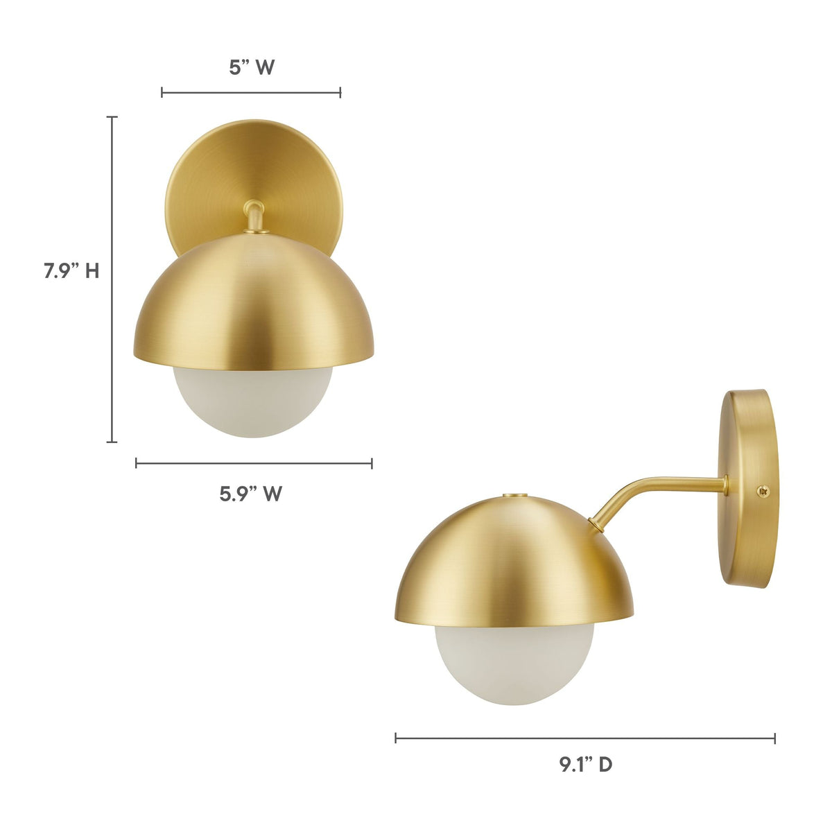 Modway Eclipse Globe Wall Sconce With Opal Glass And Dome Shade