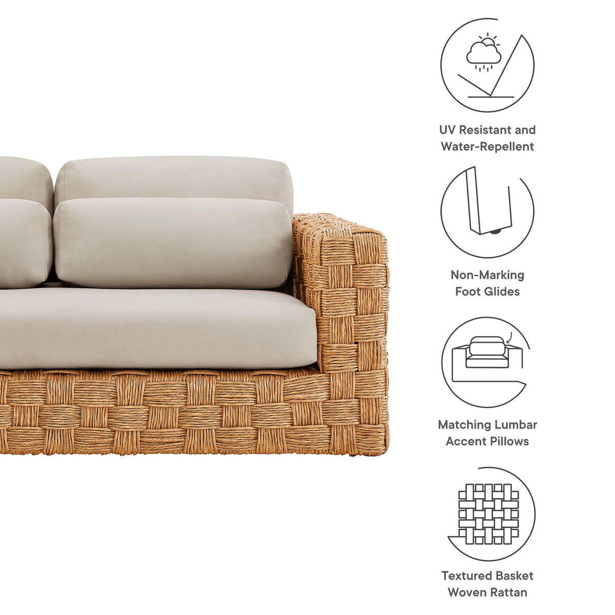 Modway Thames Weather Resistant Wicker Patio Loveseat