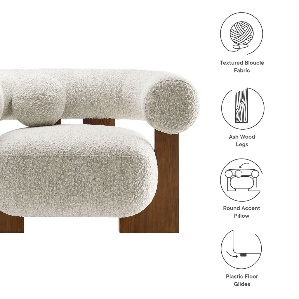 Modway Jace Boucle Accent Chair With Textured Upholstery