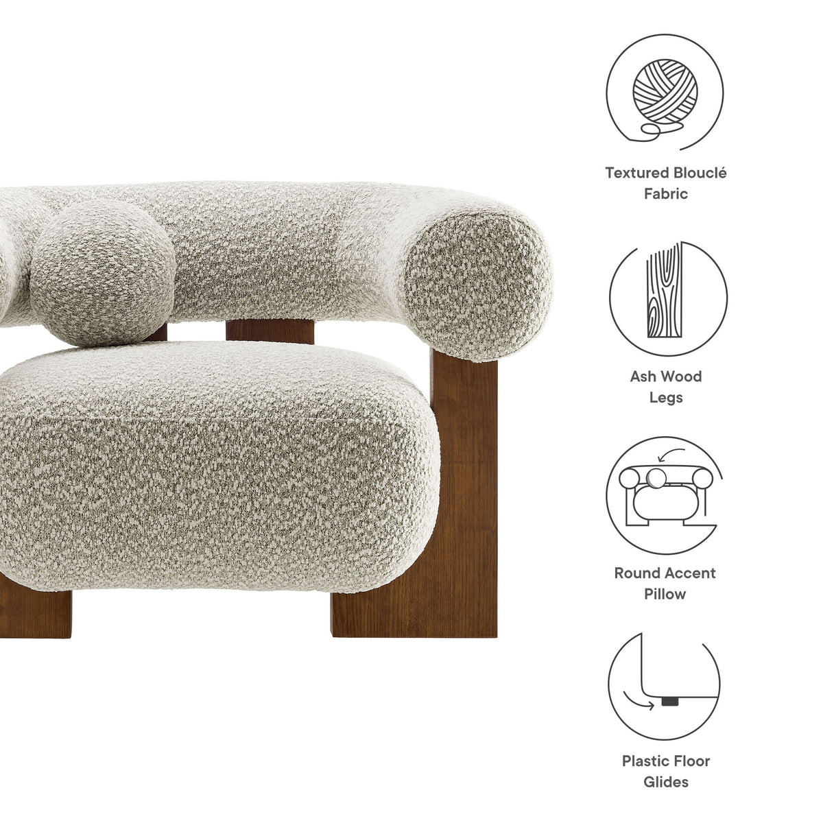 Modway Jace Boucle Accent Chair With Textured Upholstery