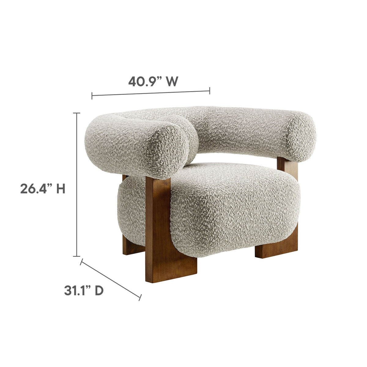 Modway Jace Boucle Accent Chair With Textured Upholstery