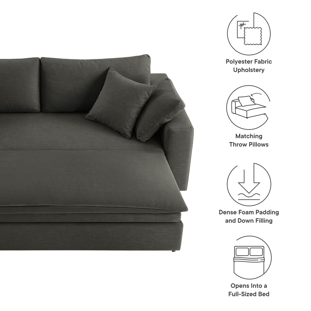 Modway Commix Down Filled Overstuffed Sleeper Sofa