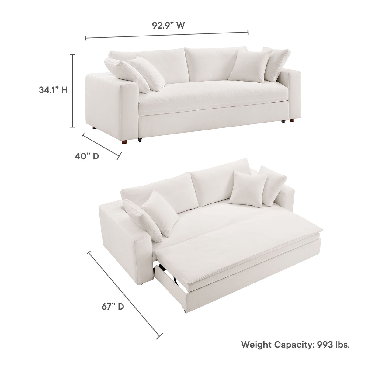 Modway Commix Down Filled Overstuffed Sleeper Sofa
