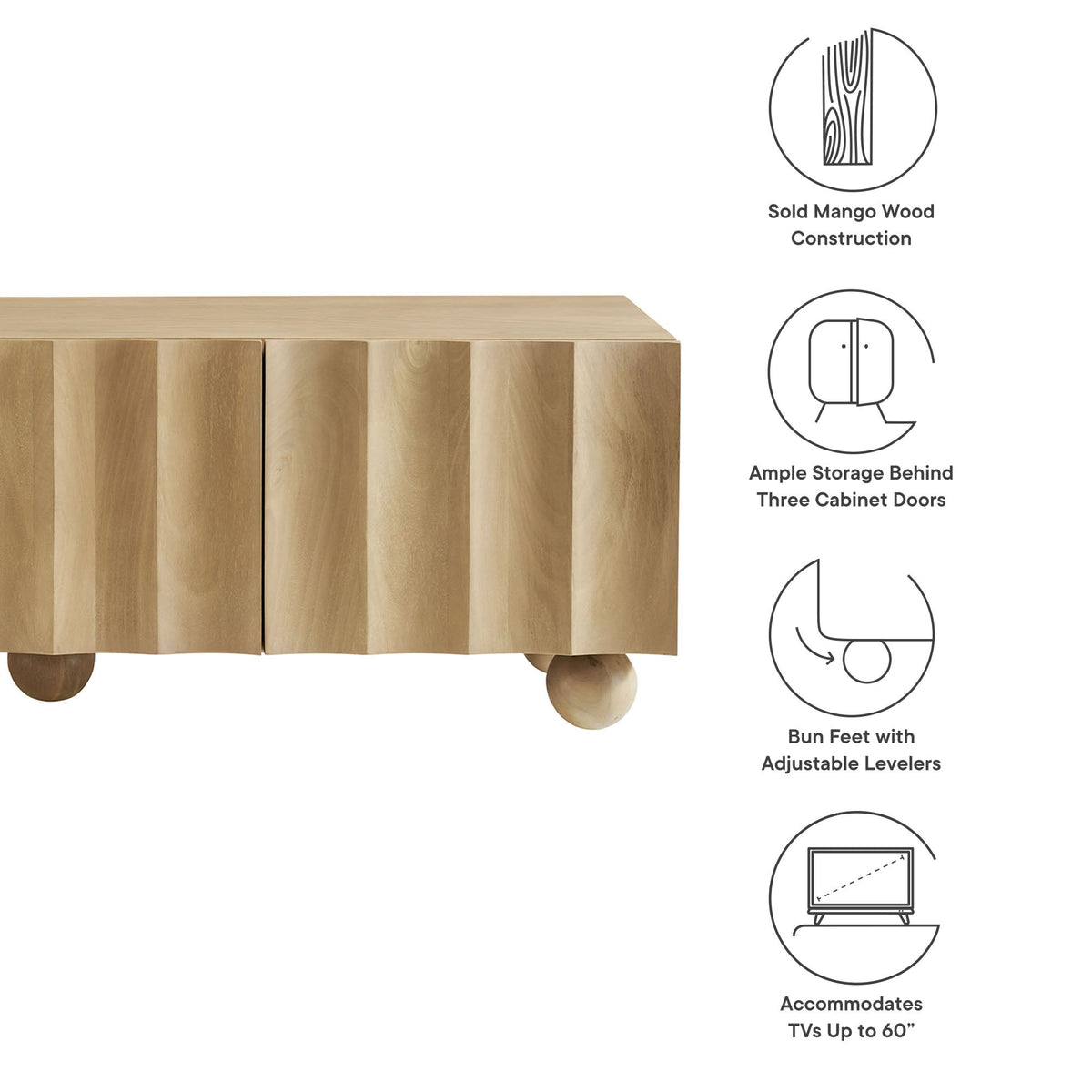 Modway Sorren 54 Inch Scalloped Front Wood TV Console