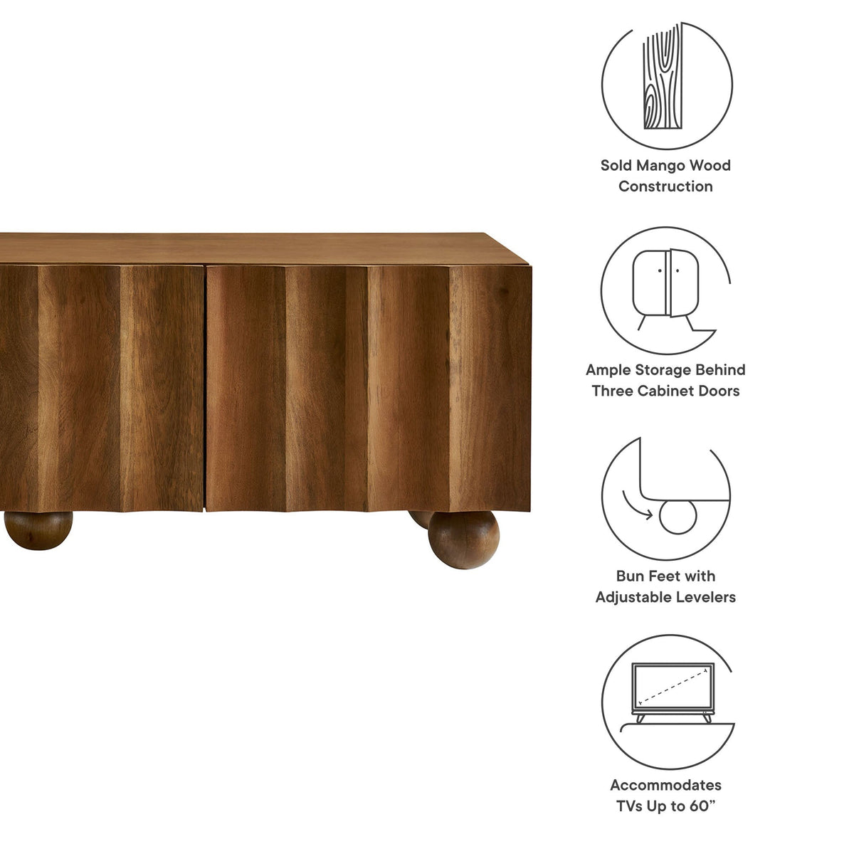 Modway Sorren 54 Inch Scalloped Front Wood TV Console