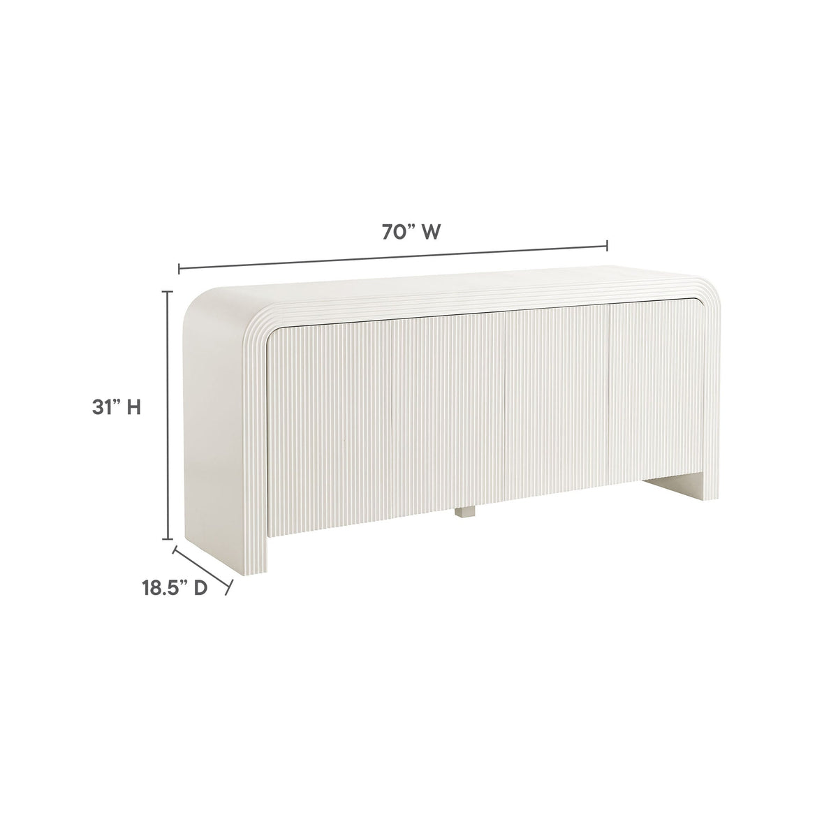Modway Waterflute 70 Inch Fluted Modern Sideboard Cabinet