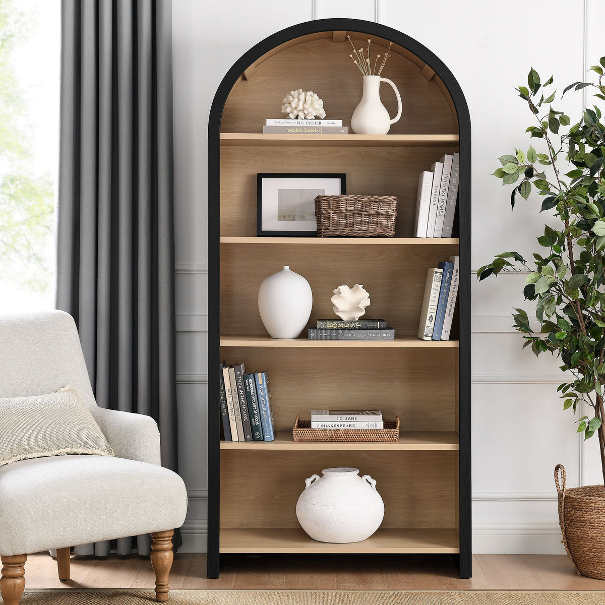 Modway Evie Arched Wide Bookcase With Laminate Finish