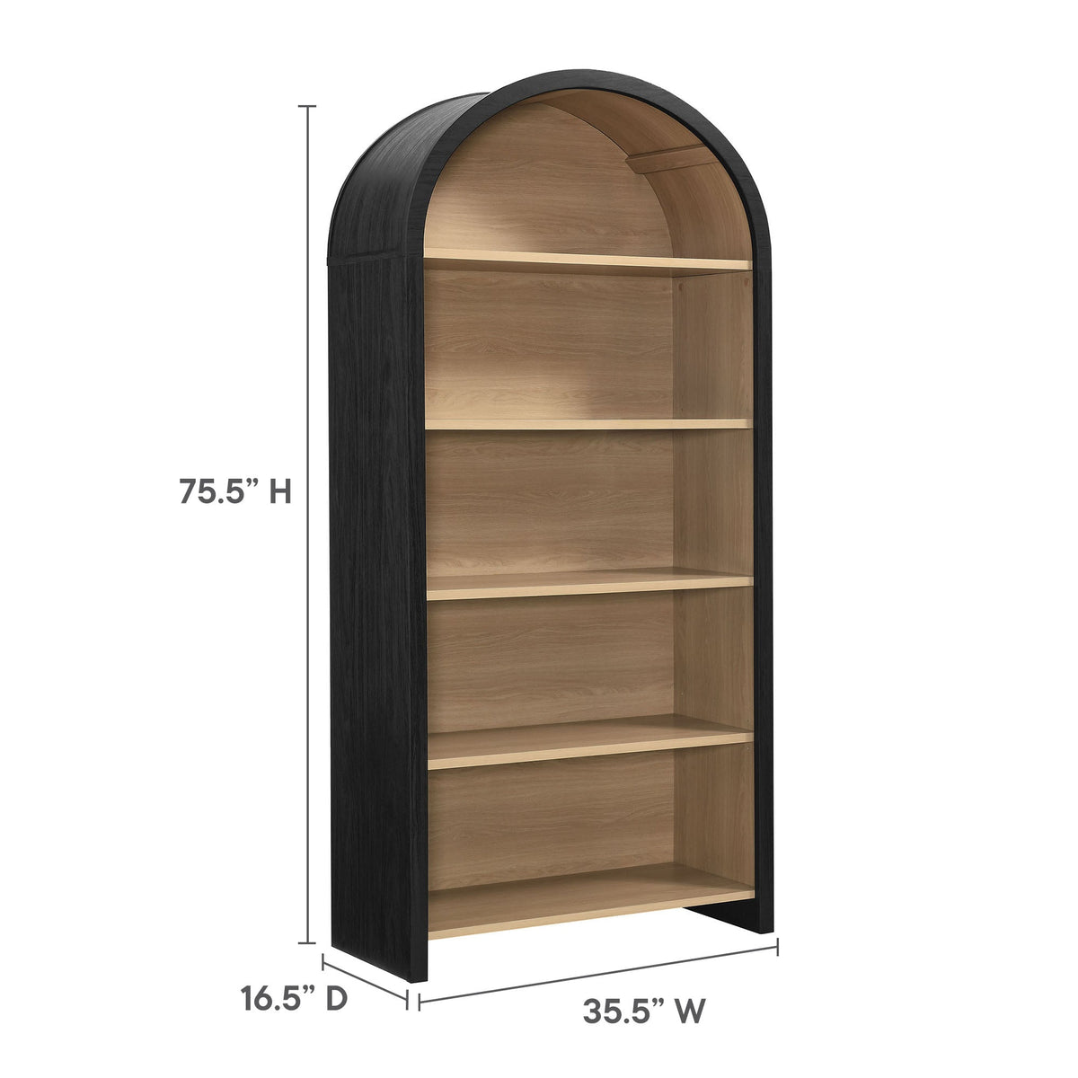 Modway Evie Arched Wide Bookcase With Laminate Finish
