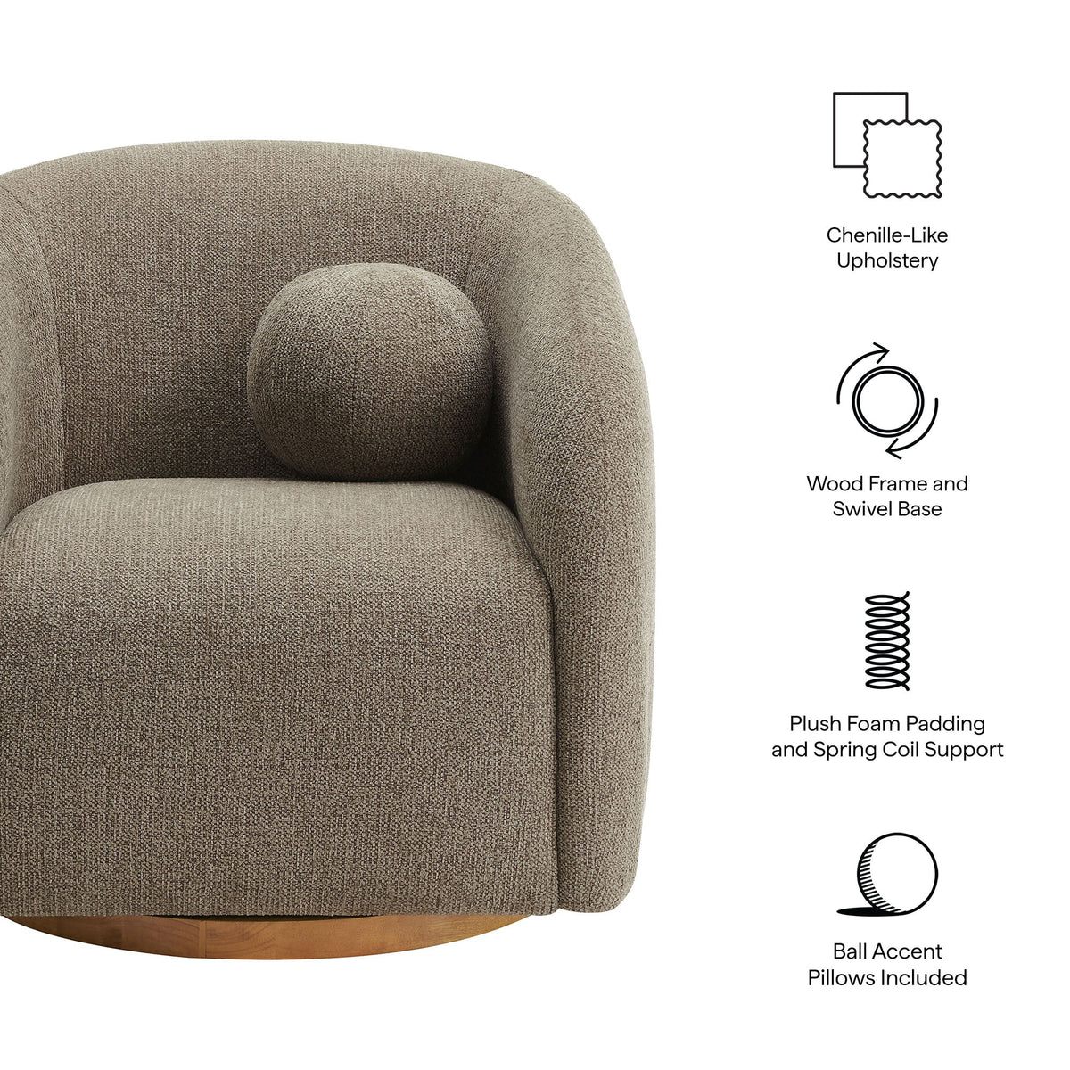 The Modway Holland Swivel Chenille Fabric Armchair