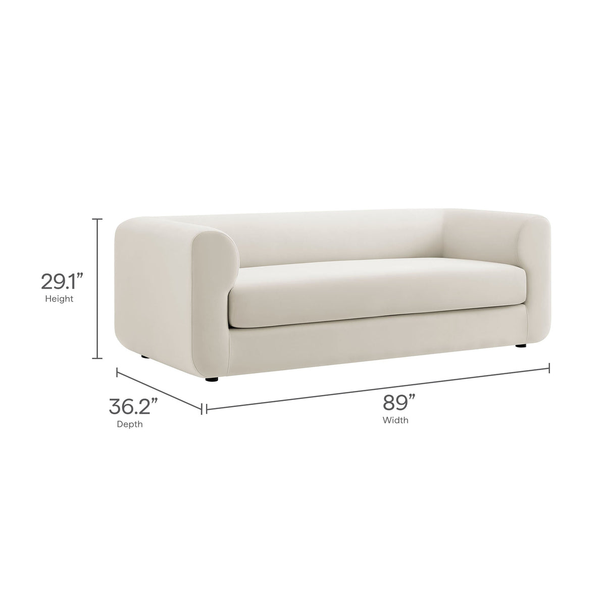 Modway Leif 89 Inch Performance Velvet Upholstered Sofa