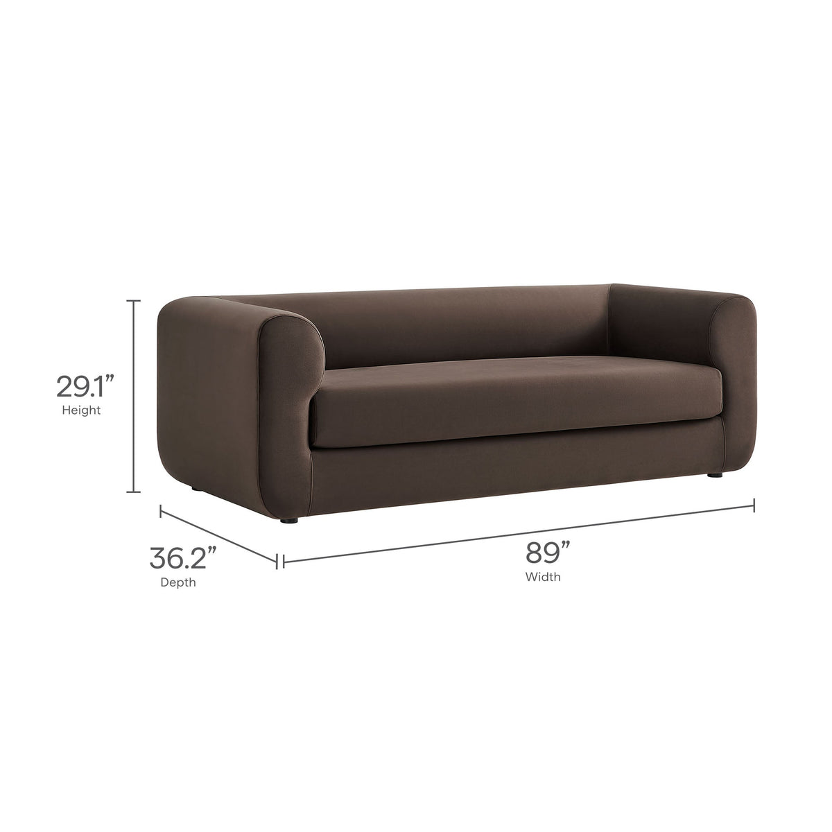 Modway Leif 89 Inch Performance Velvet Upholstered Sofa