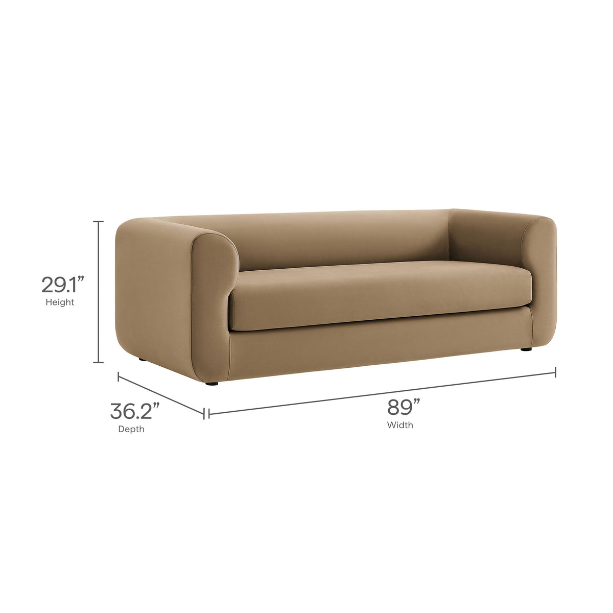Modway Leif 89 Inch Performance Velvet Upholstered Sofa