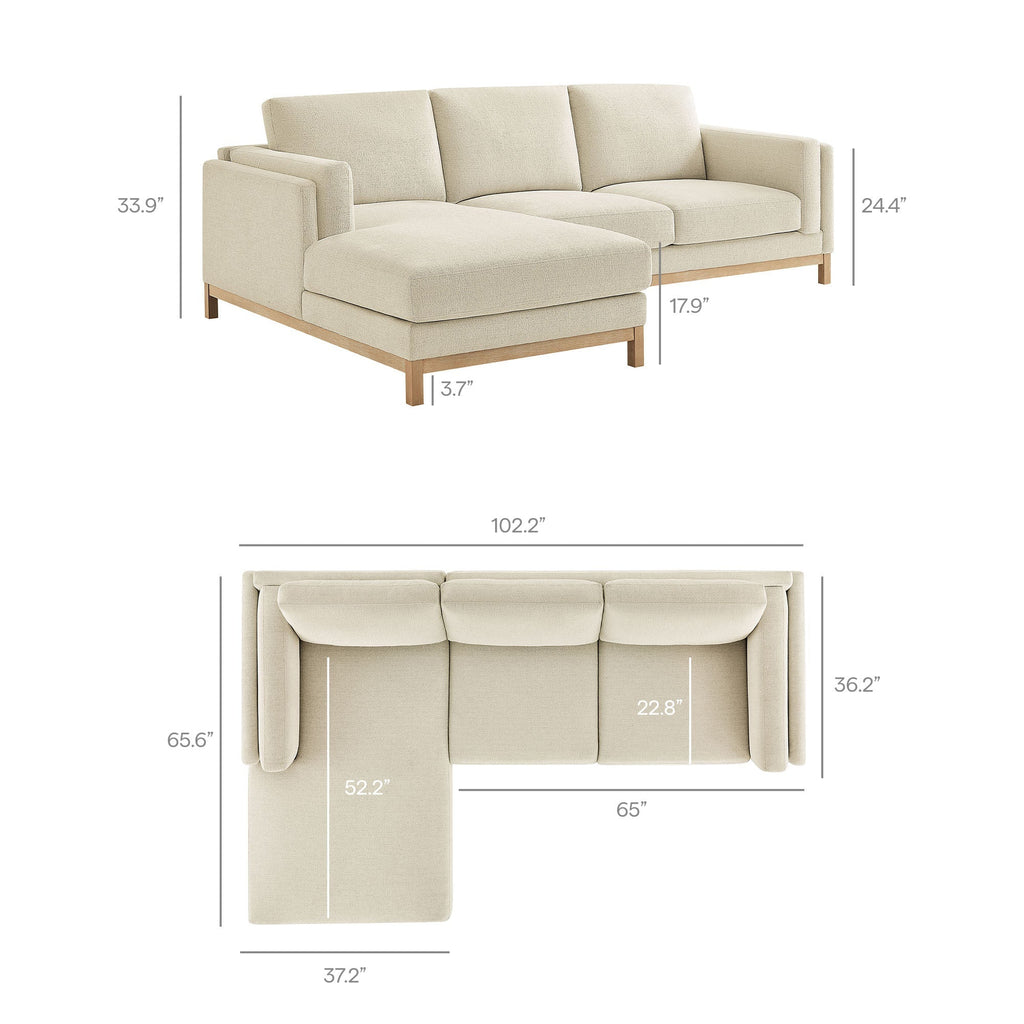 Modway Roscoe Left Facing Fabric Sectional Sofa With Chaise
