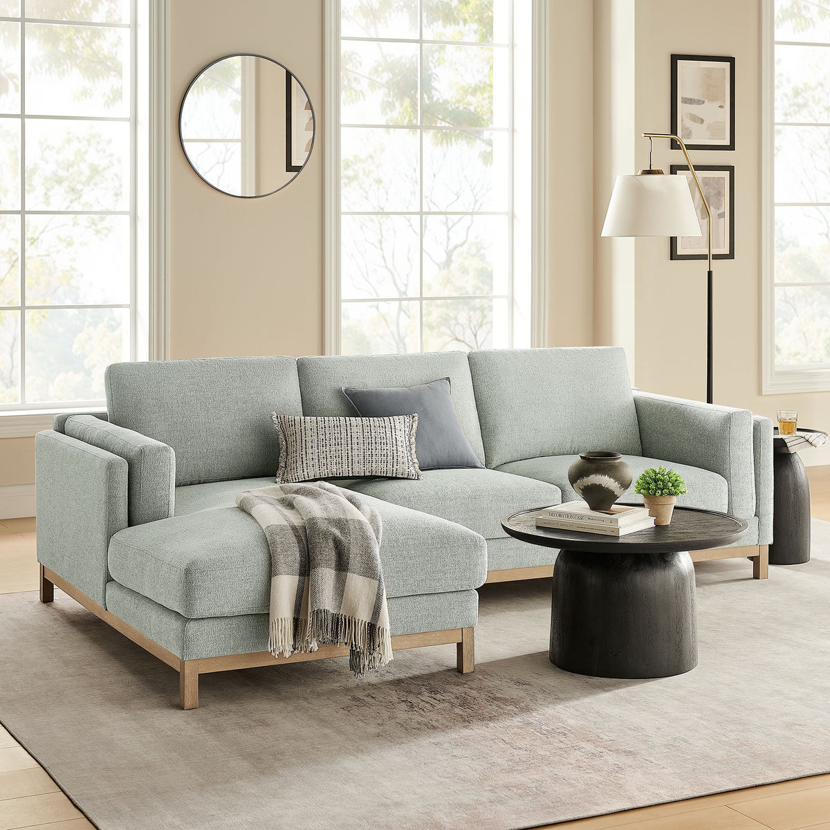 Modway Roscoe Left Facing Fabric Sectional Sofa With Chaise
