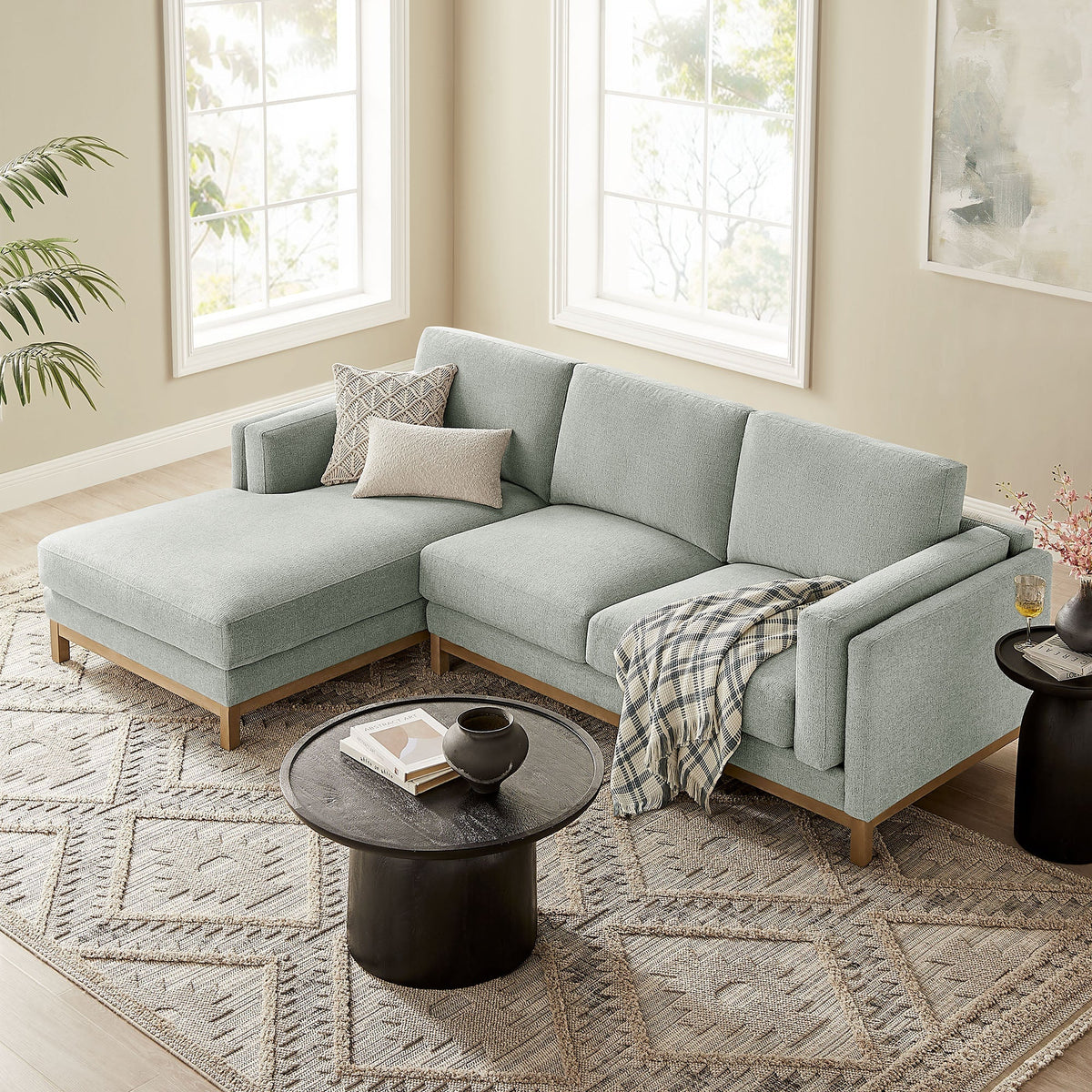 Modway Roscoe Left Facing Fabric Sectional Sofa With Chaise