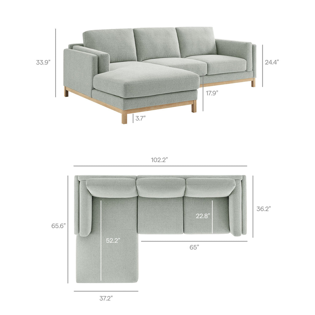 Modway Roscoe Left Facing Fabric Sectional Sofa With Chaise