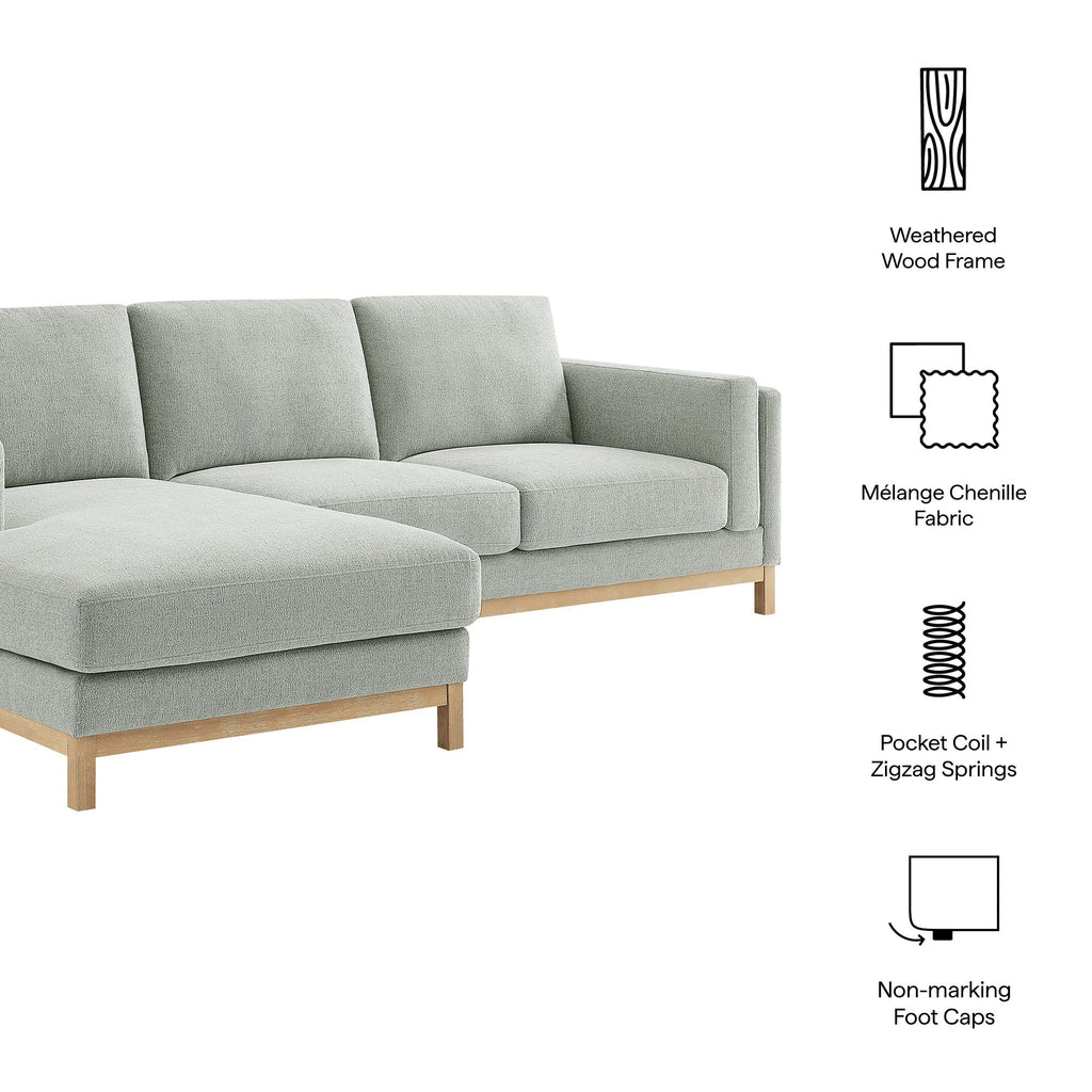 Modway Roscoe Left Facing Fabric Sectional Sofa With Chaise