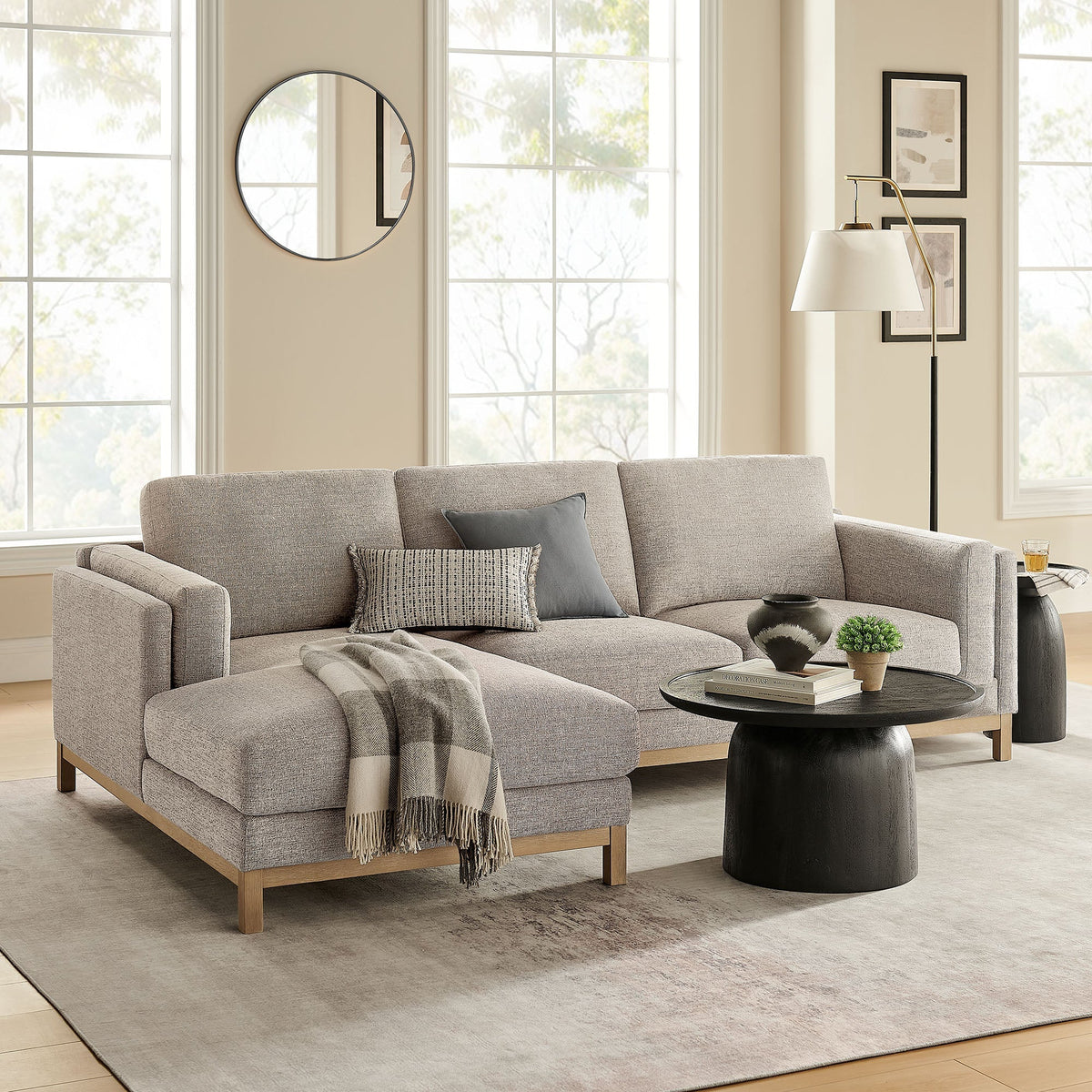 Modway Roscoe Left Facing Fabric Sectional Sofa With Chaise