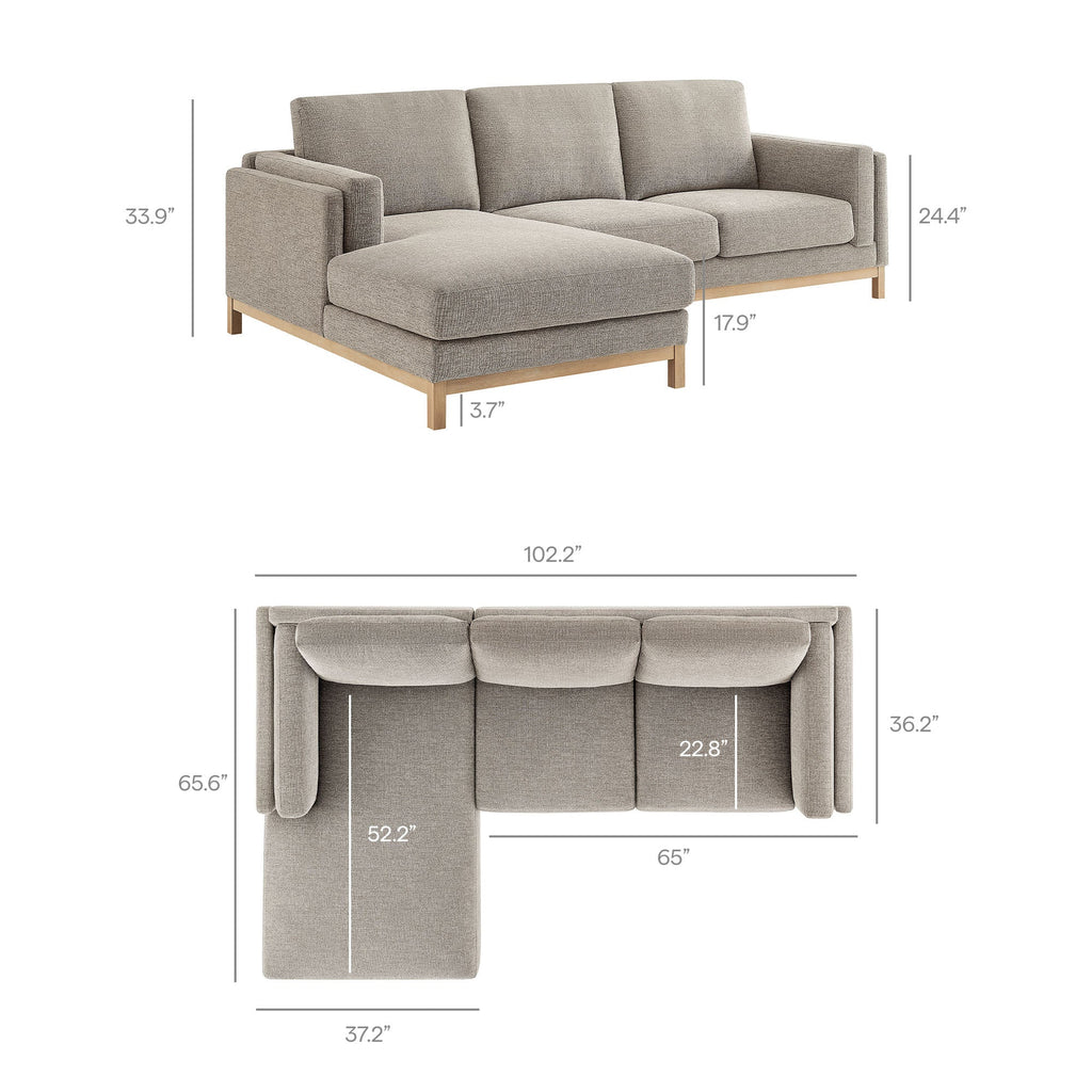 Modway Roscoe Left Facing Fabric Sectional Sofa With Chaise