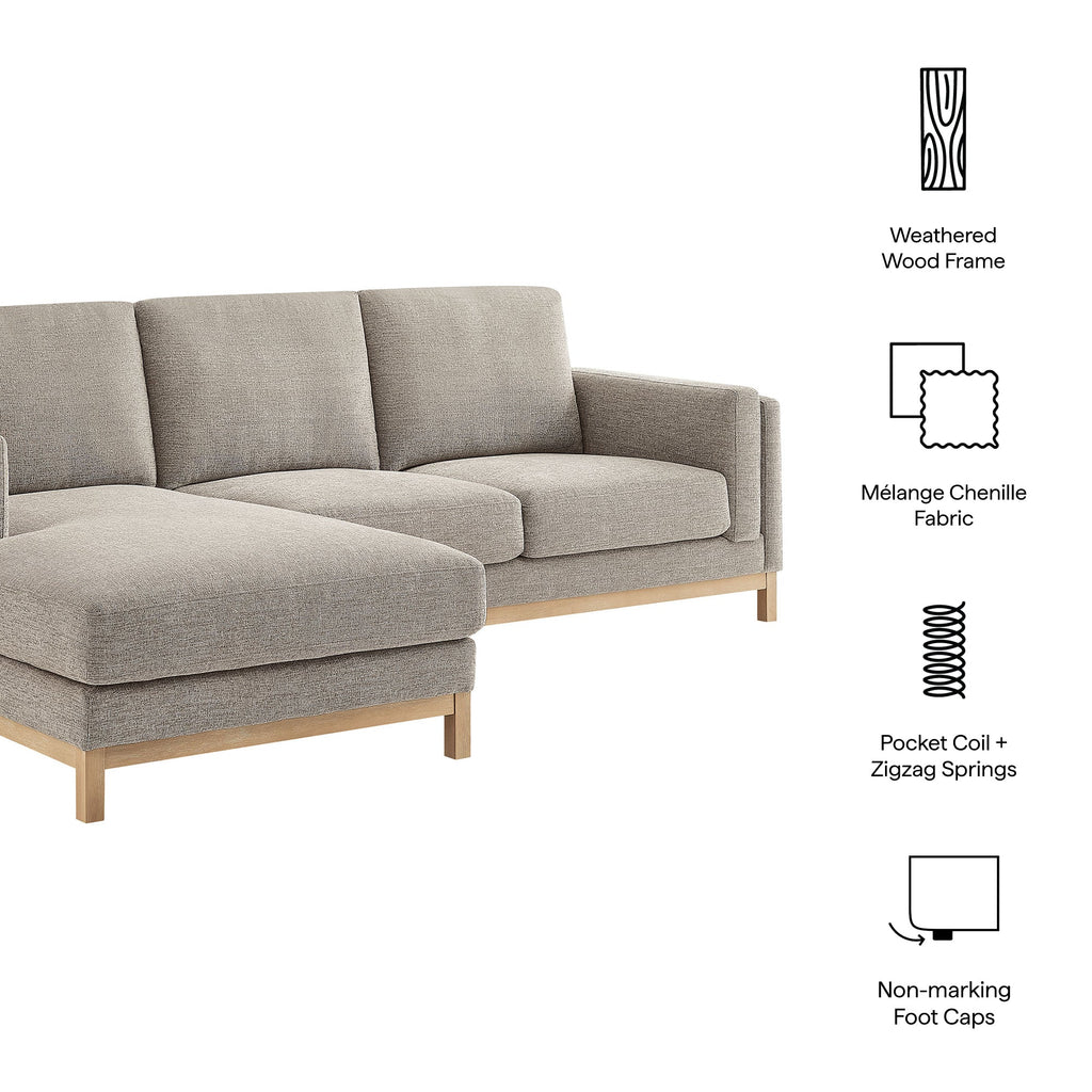 Modway Roscoe Left Facing Fabric Sectional Sofa With Chaise