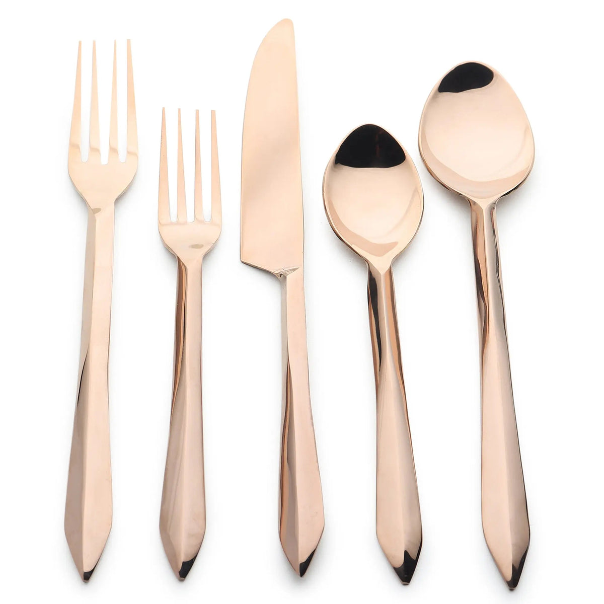 Estique Five Piece PVD Flatware Set Sleek Arrow Modern Design