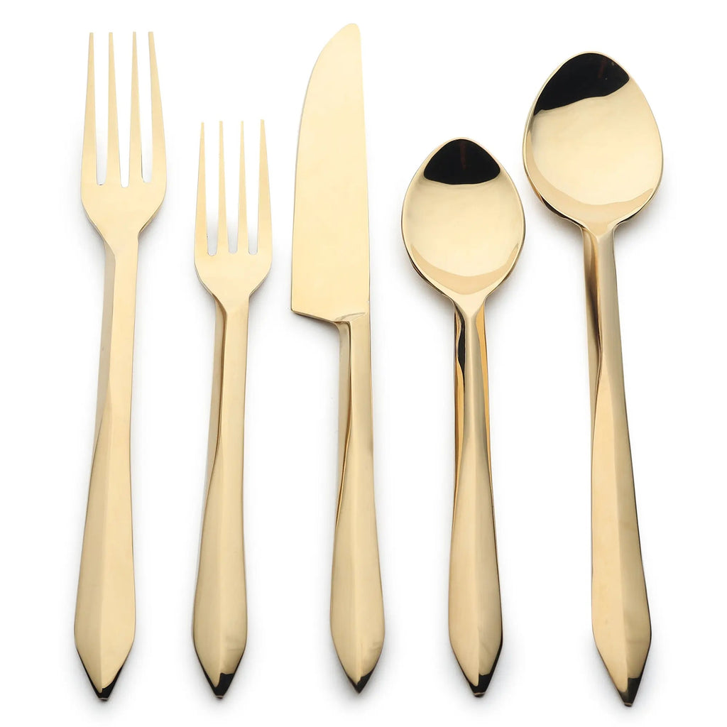 Estique Five Piece PVD Flatware Set Sleek Arrow Modern Design