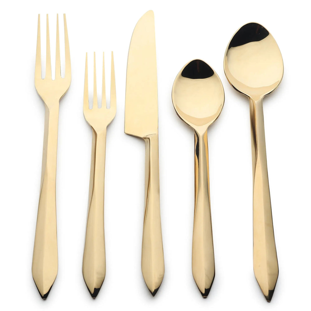 Estique Five Piece PVD Flatware Set Sleek Arrow Modern Design