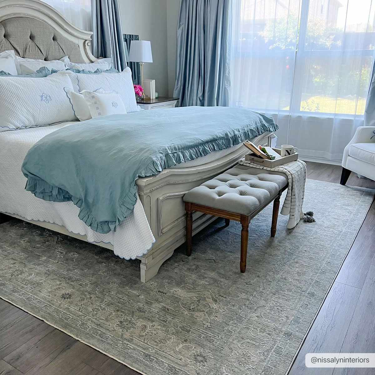 Earlsfield Thick Luxe Traditional Pattern Area Rug Gray Blue