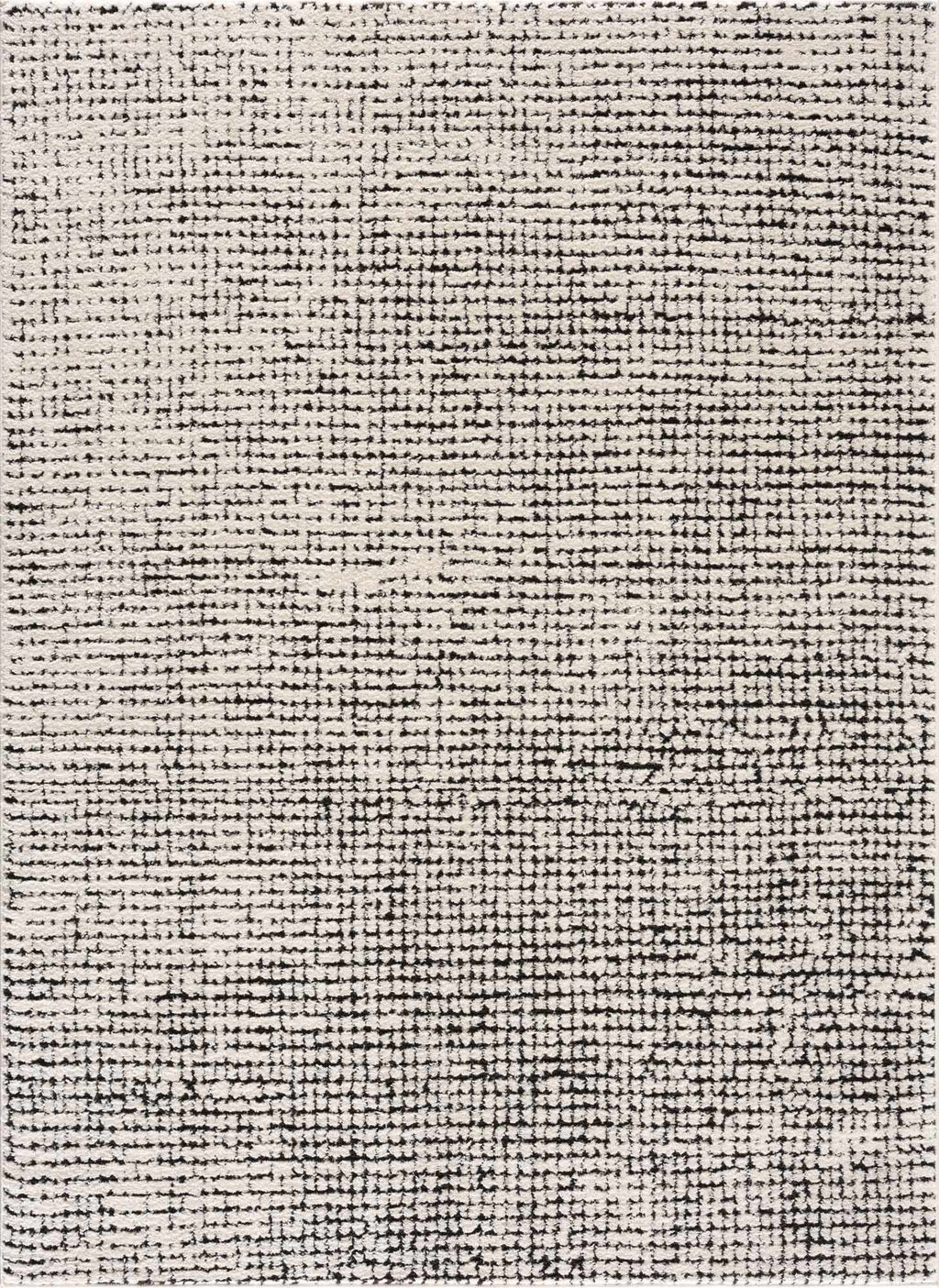 Keita Ivory Black Grid Plush Rug With Luxe High Pile
